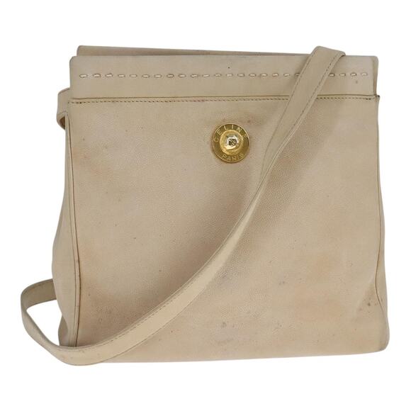 CELINE Shoulder Bag Leather Beige - Picture 1 of 12